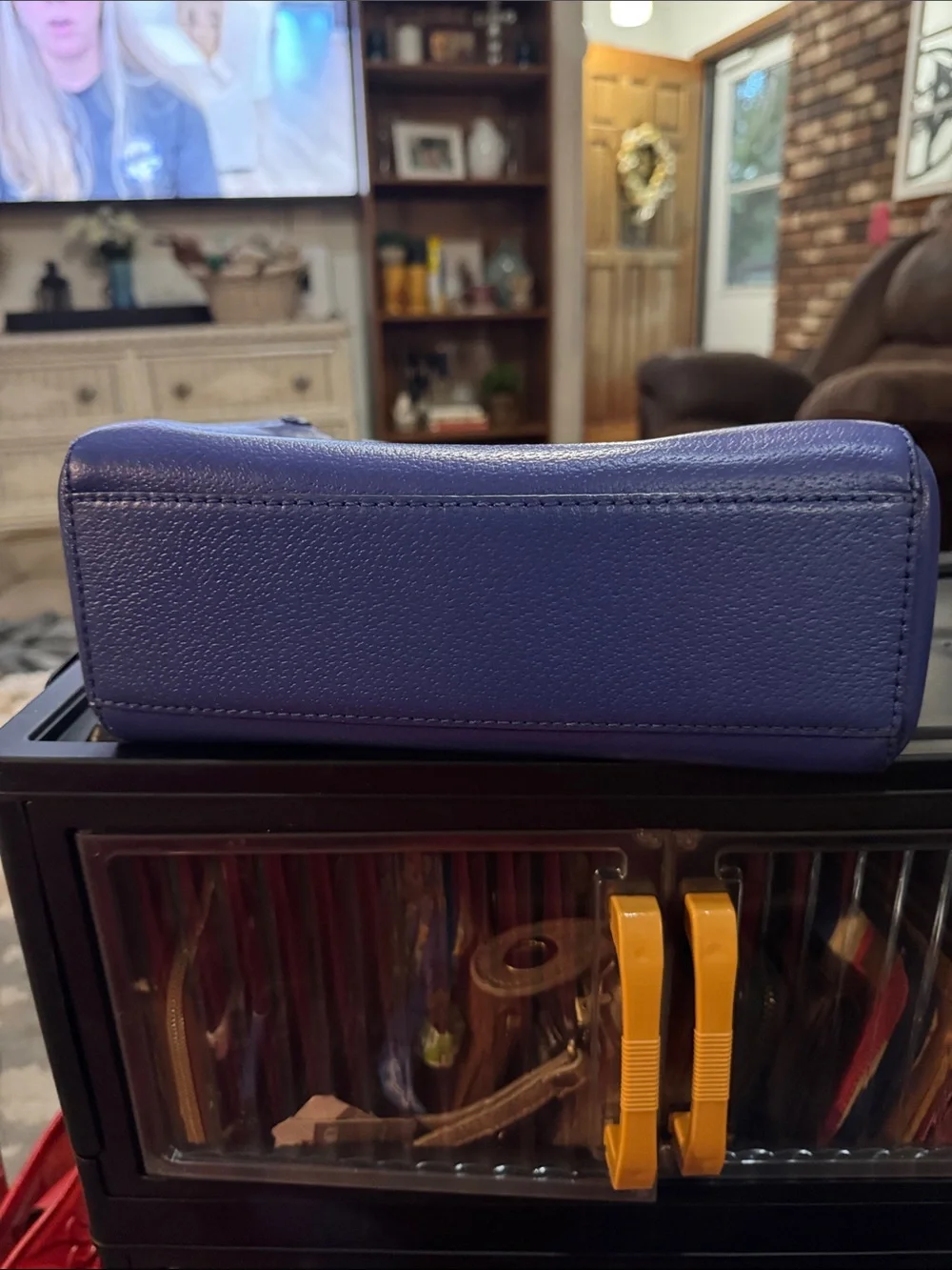 kate spade Navy Leather Satchel with Scarf Accent